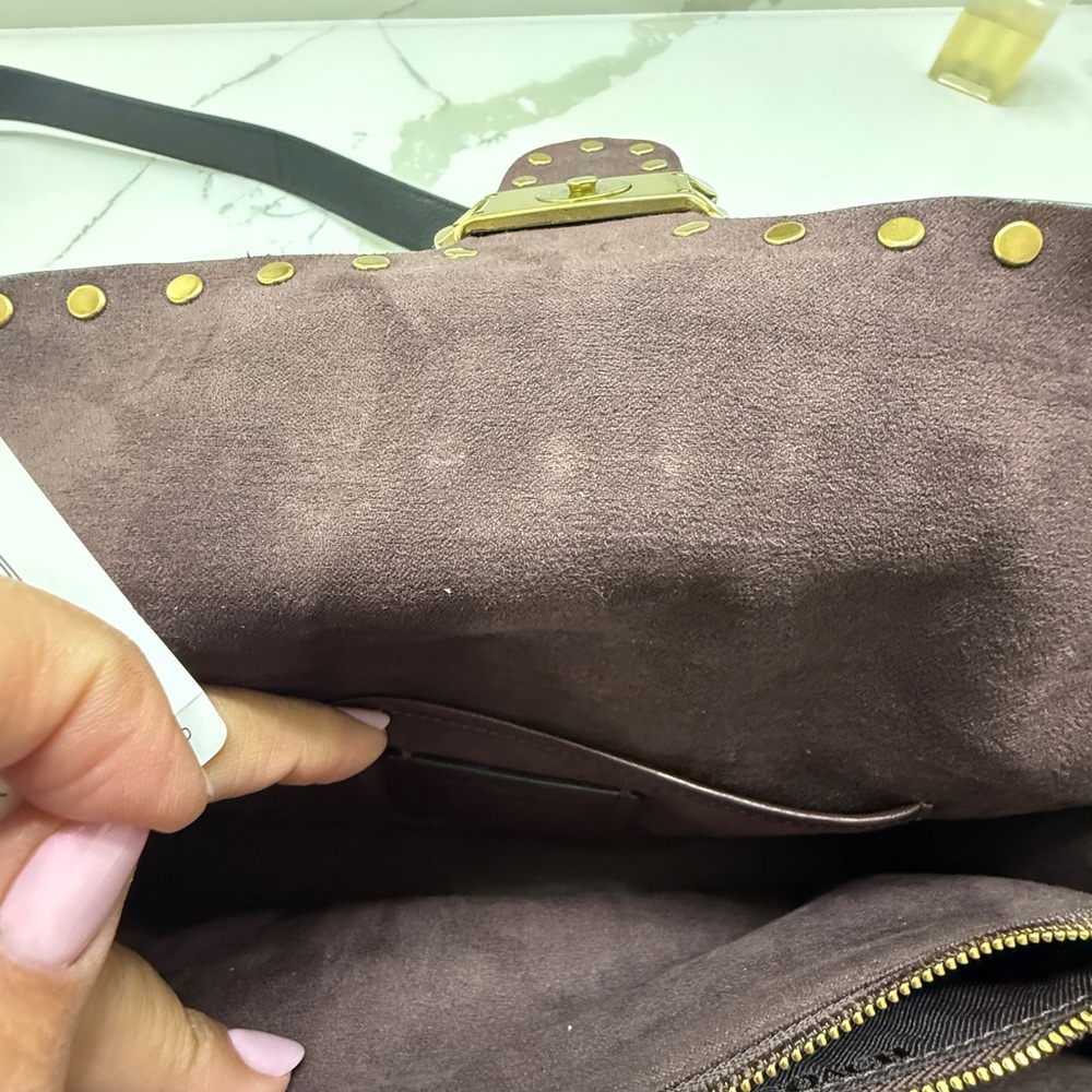 Coach Black and Brown Crossbody Bag with top handle with Gold Accents - Picture 13 of 16